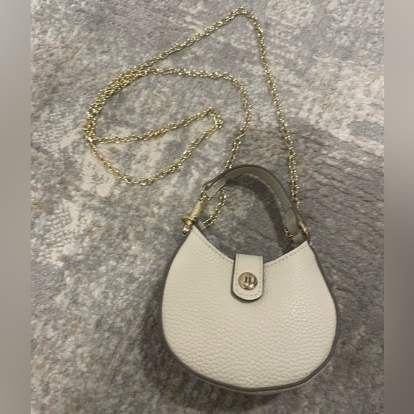 Nanette Lepore Mini Crossbody Shoulder Crescent Bag Purse Ivory Gold Tone NEW - Picture 1 of 7